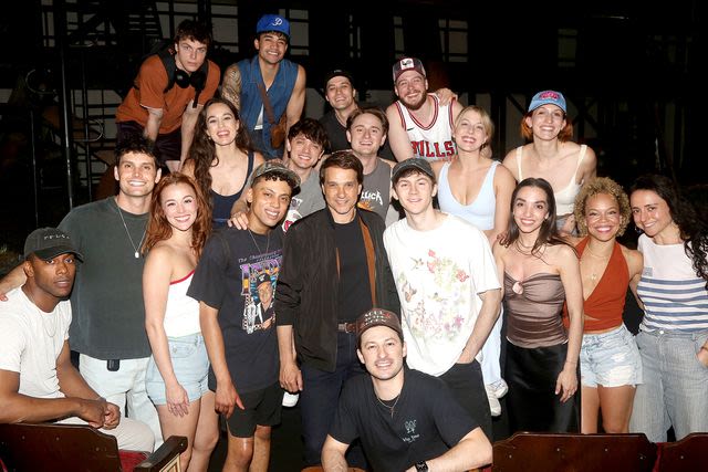 “The Outsiders ”star Ralph Macchio visits the cast of the“ ”Tony award-winning musical on Broadway