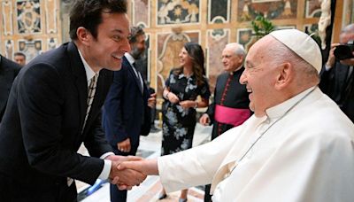 Pope meets Jimmy Fallon and 105 other comics at Vatican