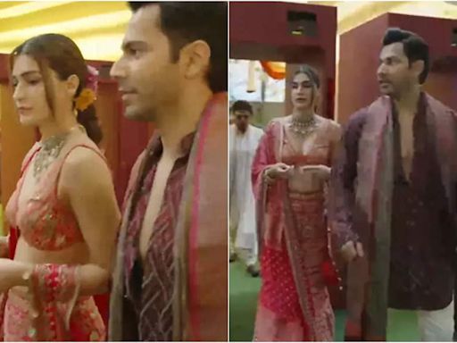 ...Merchant's wedding: New dad Varun Dhawan arrives without wife Natasha Dalal; Kriti Sanon accompanies him - WATCH | Hindi Movie News - Times of India