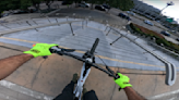 E-Mountain Biker Freerides Around Downtown Los Angeles