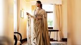 Rukmini Maitra looks gorgeous in a beige sequin sari