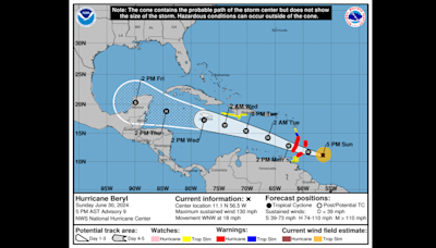 Hurricane Beryl, now an ‘extremely dangerous’ Category 4 storm, heads for the Caribbean