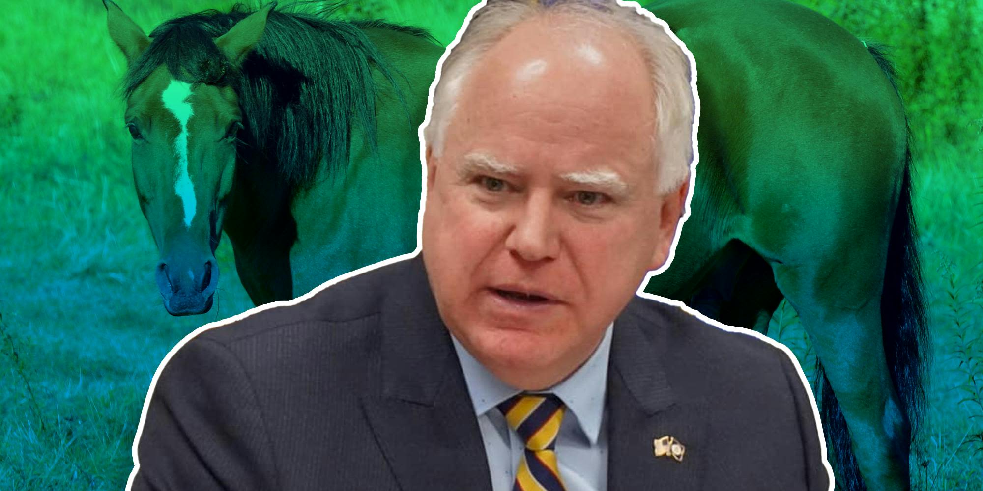 Tim Walz and a horse is the far-right answer to JD Vance and a couch