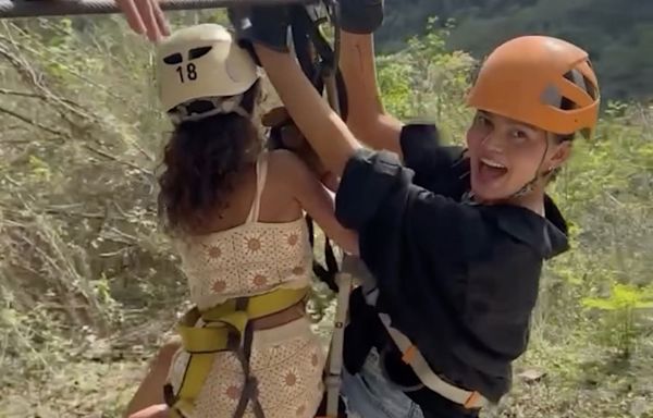 Chrissy Teigen Goes on Zip Line with Her Kids amid Mexico Vacation: 'Tip: Try Not to Wear Denim Daisy Dukes'