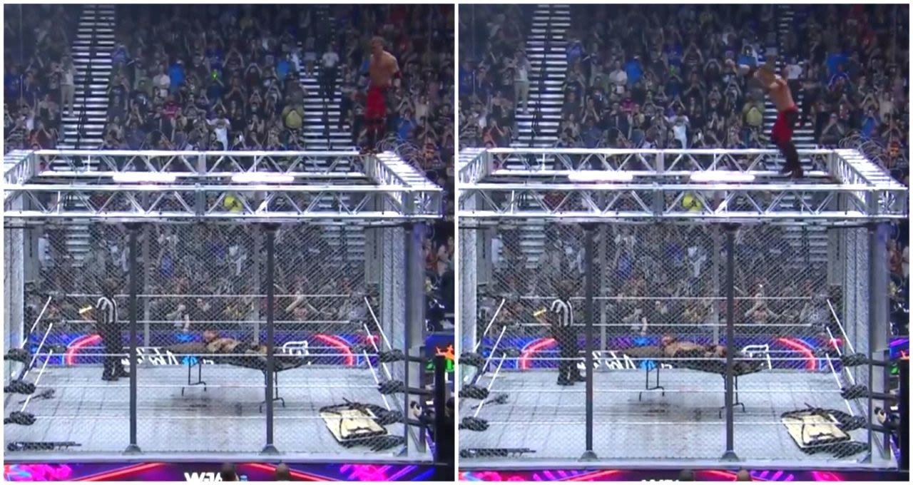WWE legend Edge left with broken leg after jumping off the top of the cage goes horribly wrong