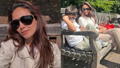 Mira Kapoor, in white heart cut-out jacket and taupe trousers, is giving vacation style a whole new meaning