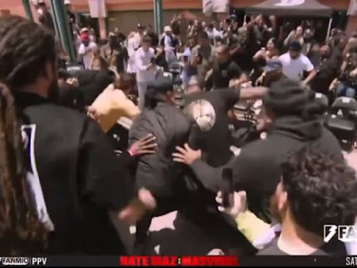 WATCH: Wild brawl breaks out at Nate Diaz vs. Jorge Masvidal boxing press conference | BJPenn.com