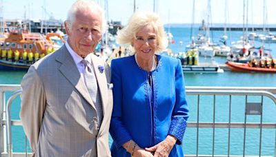 Queen Camilla sports injury on day two of Channel Islands visit with King Charles