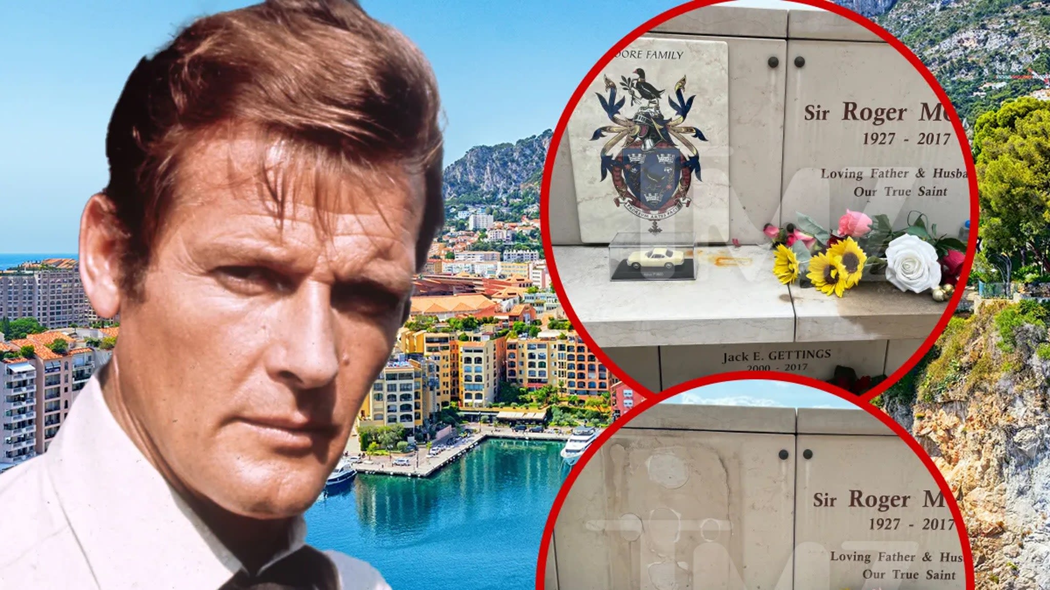 Roger Moore Grave Site Vandalized in Monaco, Shield Stolen