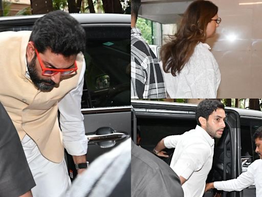 Menaka Irani Death: Abhishek Bachchan, Shweta Bachchan and Agastya Nanda arrive at Farah Khan’s mom’s prayer meet, watch video