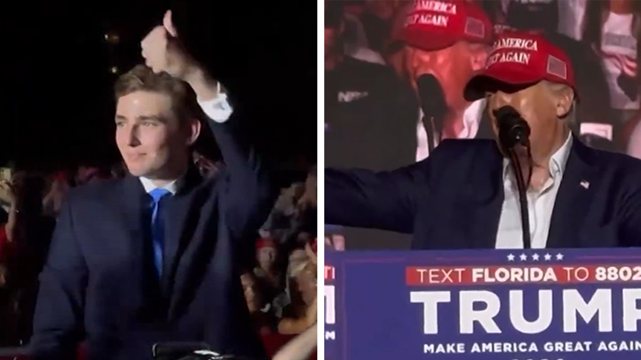 Barron Trump Makes Debut at His Father's Rally for President