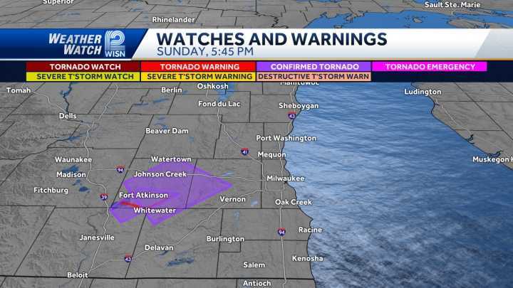 Tornado warning expanded to Racine and Kenosha counties