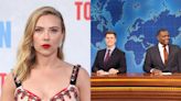 Scarlett Johansson Is “Terrified” During Husband Colin Jost and Michael Che’s ‘SNL’ Joke Swap