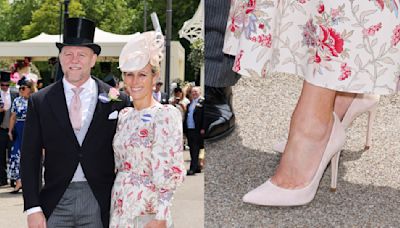 Zara Tindall Flatters Her Feet in Light Pink Suede Pumps at Royal Ascot 2024 with Husband Mike Tindall