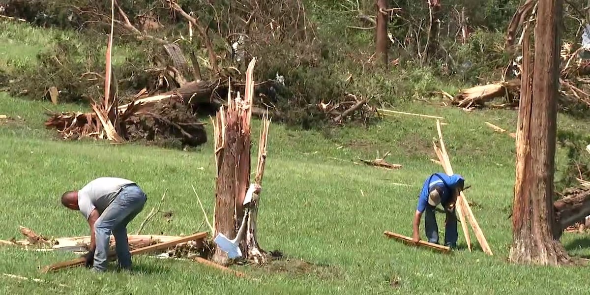 Gov. Sarah Huckabee-Sanders tours storm damage in northwest Arkansas