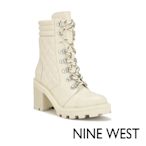 NINE WEST UNITE 菱格拼接高跟中筒靴-奶油白