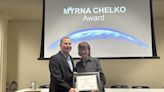 Alice Lang receives Myrna Chelko Volunteer Award from Westlake Porter Public Library