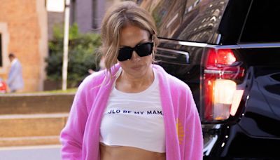 Jennifer Lopez Taps Into Revenge Dressing With a Slogan Crop Top and Low-Rise Baggy Jeans
