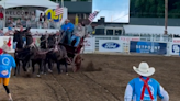 Tribal Chairman Jack Potter goes for the 'ride of his life' at Redding Rodeo