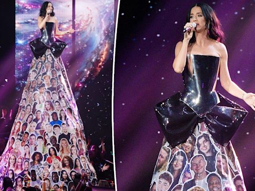 Katy Perry wears towering dress paying tribute to 168 ‘American Idol’ contestants during emotional finale