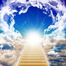 Stairway Leading Up To Bright Light With Clouds, Heaven Concept Stock ...