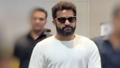 Watch: Jr NTR returns to Hyderabad after wrapping up Thailand schedule of Devara with Janhvi Kapoor; papped with wife Pranathi