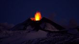 Stunning footage shows Mount Etna volcano eruption inside snow-capped crater