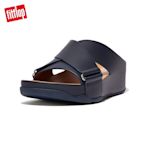 【FitFlop】SHUV LEATHER CROSS SLIDES 簡約造型交叉皮革涼鞋-女(午夜藍)