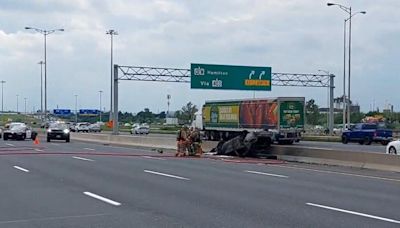 Vehicle rollover in Hwy. 401 collision closes eastbound express lanes in Mississauga