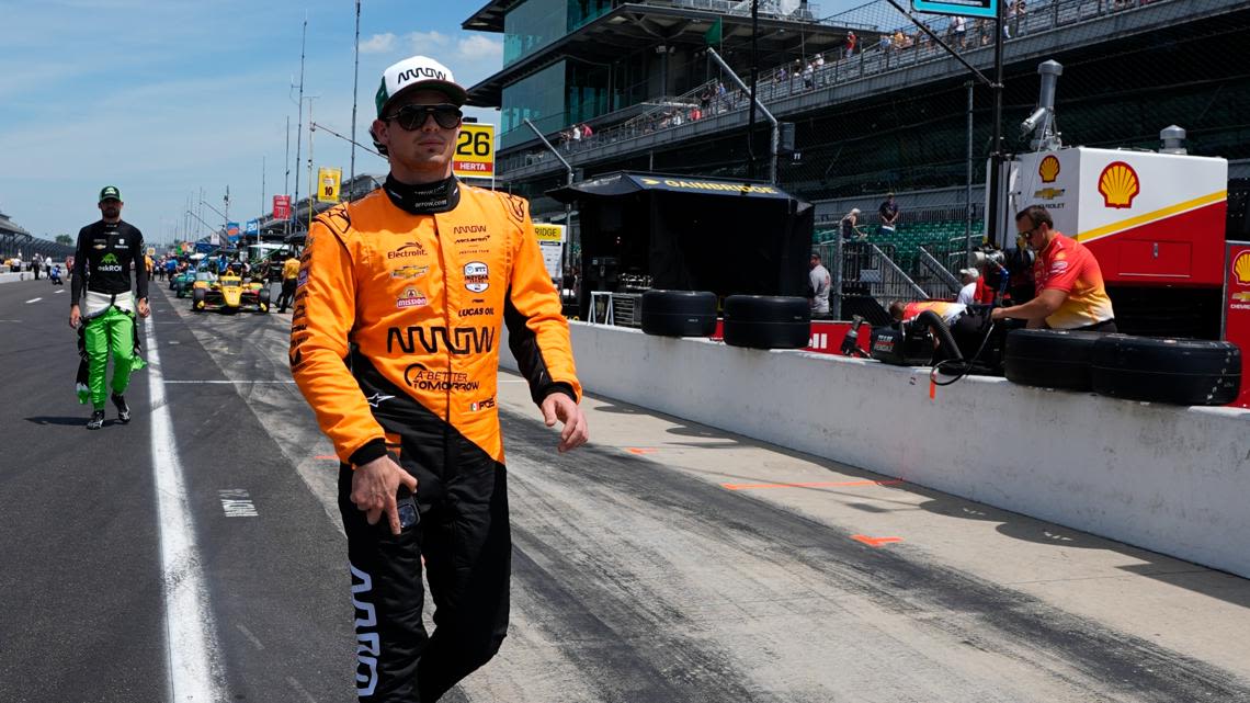 Pato O'Ward of the Arrow McLaren team goes out of his way to win over Indianapolis 500 fans