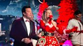 Jimmy Fallon performs his new Christmas song with Meghan Trainor on... 'Jimmy Kimmel Live!'?