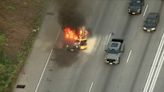 Van engulfed in flames causes major delays on 105 Freeway