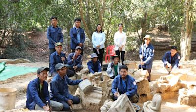 Workers cleaning up dirt at 800-year-old temple uncover dozens of ancient statues