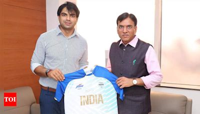 Neeraj Chopra meets Sports Minister Mansukh Mandaviya after returning home | - Times of India