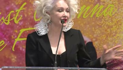 Cyndi Lauper cements handprints outside TCL Chinese Theatre