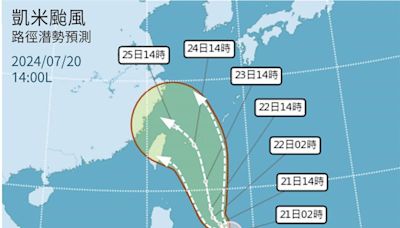 颱風凱米最新路徑圖曝光！氣象署揭可能通過範圍、這時可能發警報