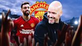 Manchester United duo Erik ten Hag and Bruno Fernandes involved in an awkward moment