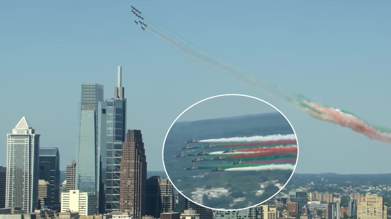 Incredible! Italian Air Force perform historic Philadelphia flyover Monday