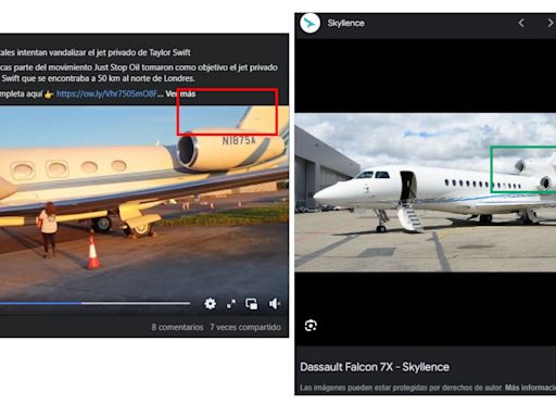 El jet privado de Taylor Swift no es uno de los aviones pintados por activistas climáticos en Stansted