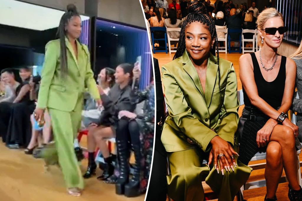 Tiffany Haddish walks the NYFW runway on Kathy Hilton’s dare: ‘Nothing but trouble’