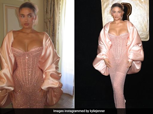 Kylie Jenner's Schiaparelli Pink Corset Gown And Net Headpiece Was Enough To Stun In At Paris Fashion Week 2024