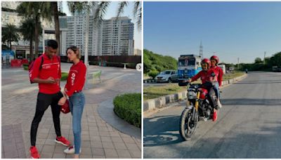 Zomato CEO Deepinder Goyal, wife Grecia Munoz turn delivery guys in Gurugram, share photos online