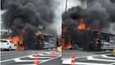 名古屋機場接駁巴士追撞翻覆釀9傷 車身「燒到剩骨架」畫面曝光