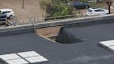 A hole caused by rain in the Can Jufressa pavilion