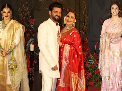 From Rekha, Tabu, to Kajol, who wore what at Sonakshi Sinha-Zaheer Iqbal’s wedding reception