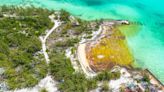 Fuel spills in The Bahamas near white sand beaches of Great Exuma