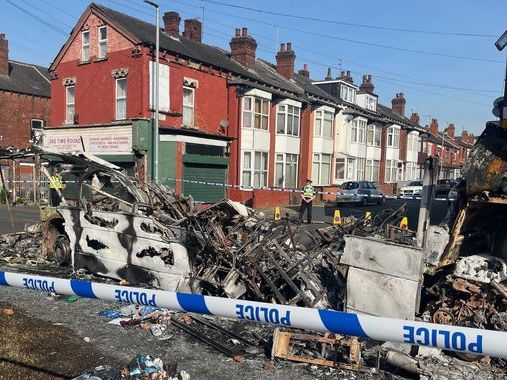 'Very visible police presence' on streets of Leeds after mass riot erupts with vehicles overturned and set on fire