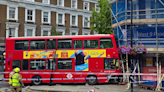 Six people injured after double-decker bus crashes into scaffolding in west London