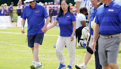 Kim Pegula greets Bills players, coaches after training camp practice: 'That’s still the Mama Bear’