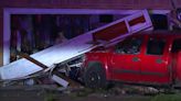 Pickup slams into home on Clover Lane